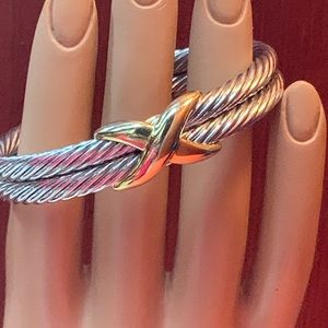 David Yurman 925 14K X Station 10mm Cable Bracelet